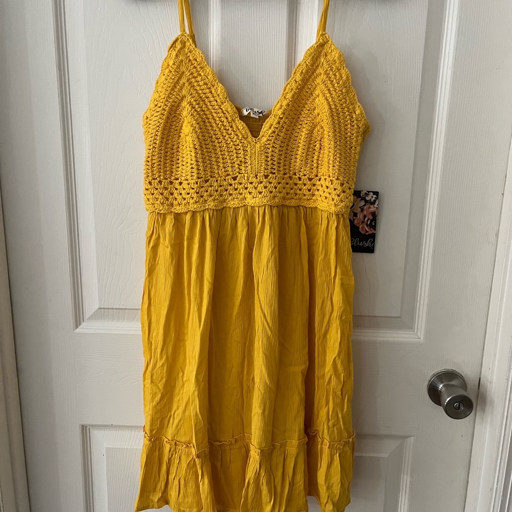 Yellow Spaghetti Strap Mini Sundress